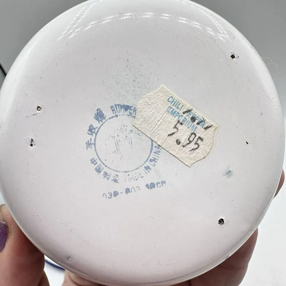 Vintage Mini Floral Enamel Pot Trinket Dish Roses Retro Kitsch Decor - Picture 13 of 13